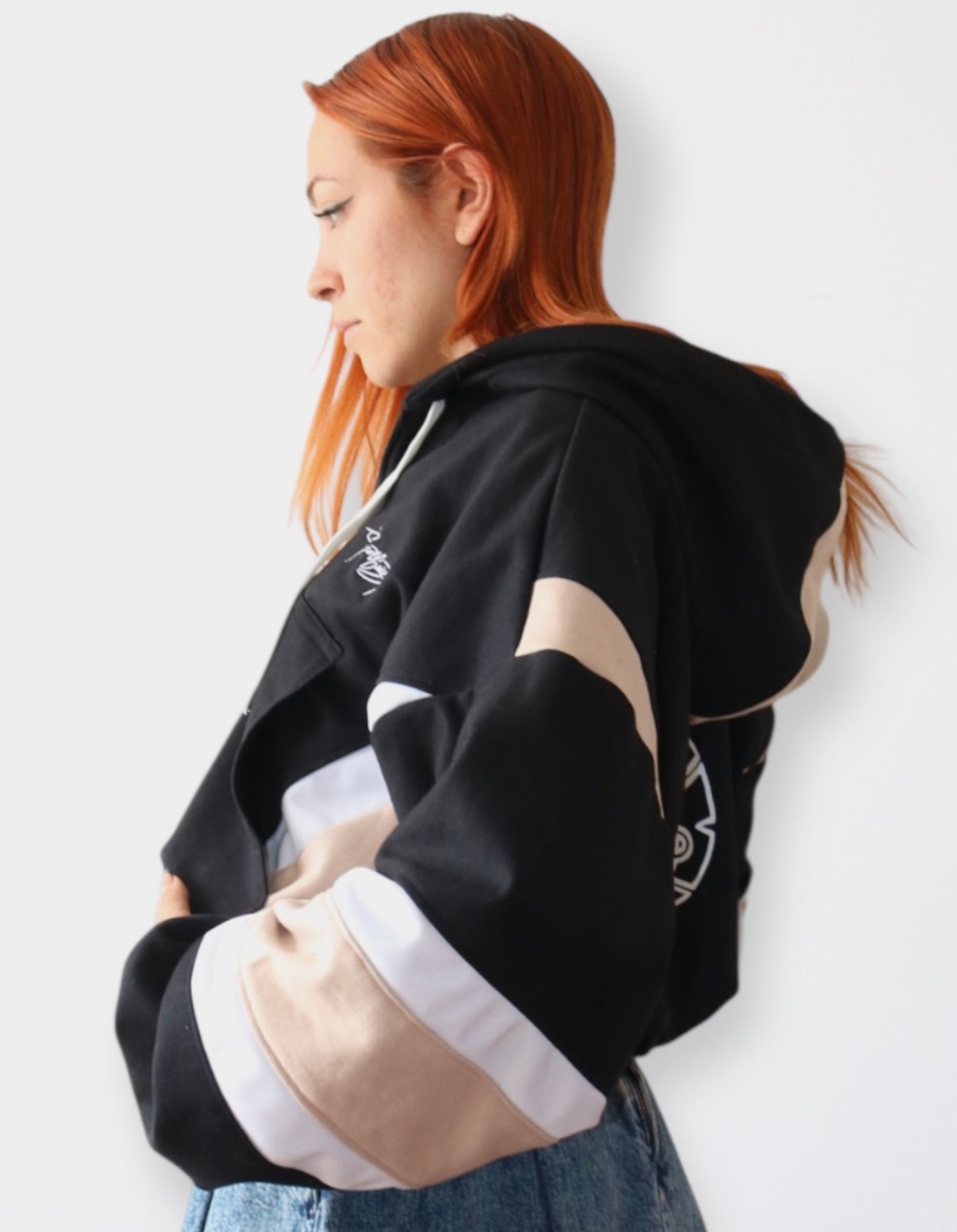 HOODIE CROP ZIPPER CANGURO