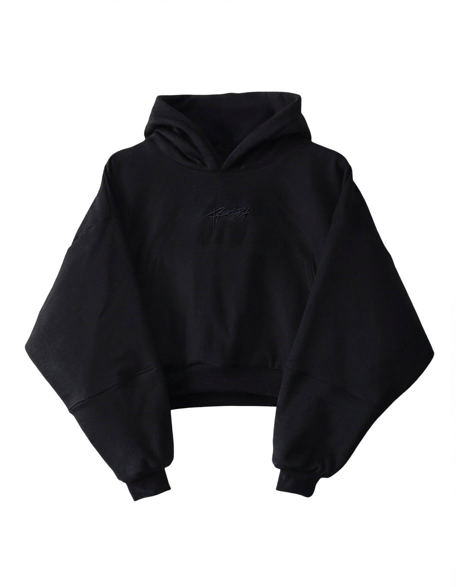 POLERÓN CANGURO CROP WIDE BASIC NEGRO MUJER
