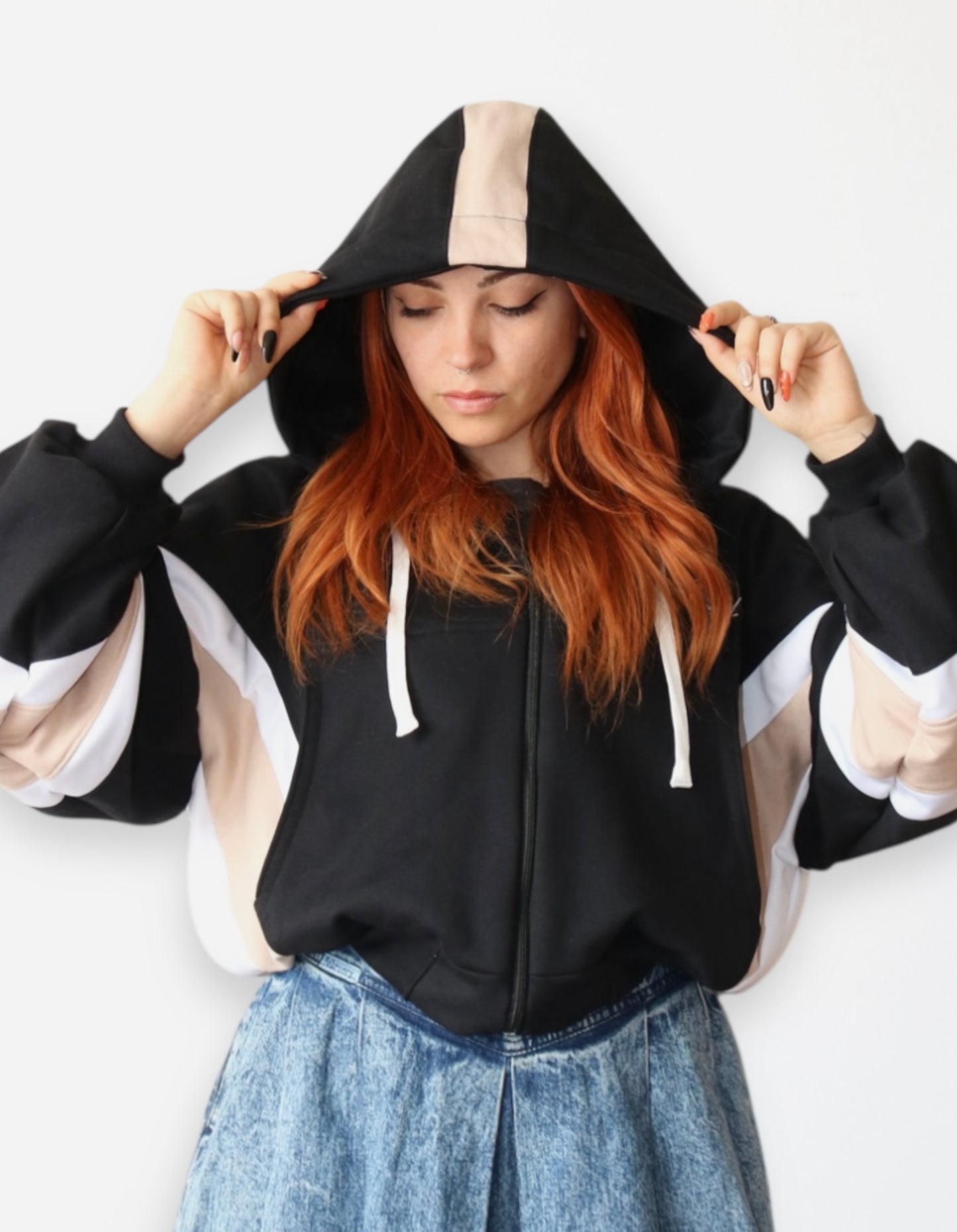 HOODIE CROP ZIPPER CANGURO