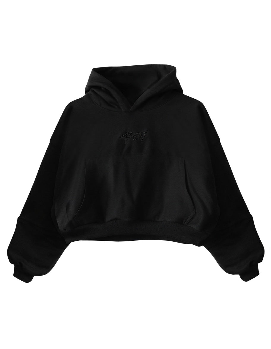 POLERÓN CANGURO CROP WIDE BASIC NEGRO MUJER
