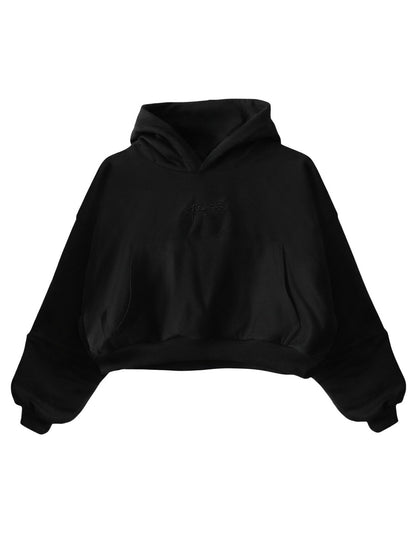 POLERÓN CANGURO CROP WIDE BASIC NEGRO MUJER