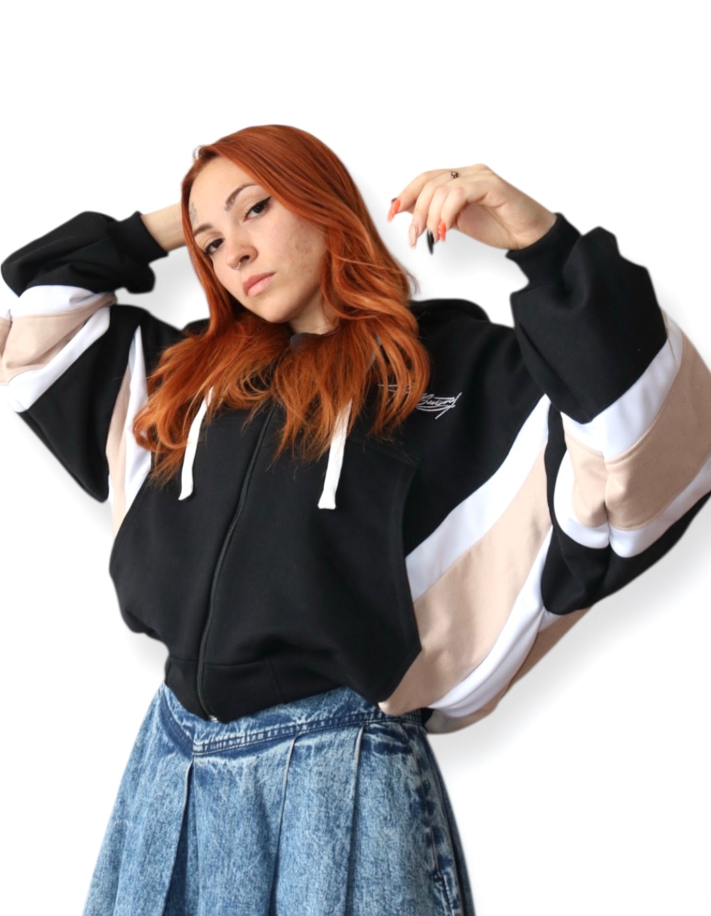 HOODIE CROP ZIPPER CANGURO